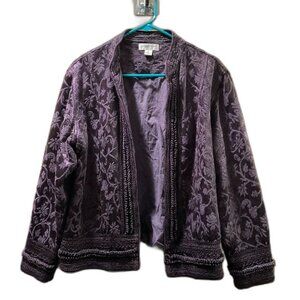 Coldwater Creek Purple Floral Tapestry Jacket Size XL